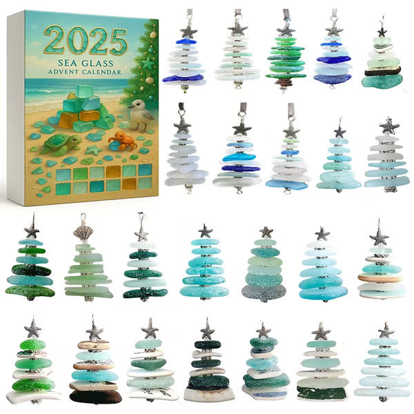 Limited Edition, Only 100 Sets Left!-🌊✨Sea Glass Christmas Tree Advent Calendar 🎄❄️🎁