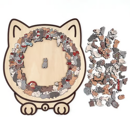 🎁 Early Christmas Sale 🎅Morandi-Colored Cat Shaped Wooden Jigsaw Puzzle